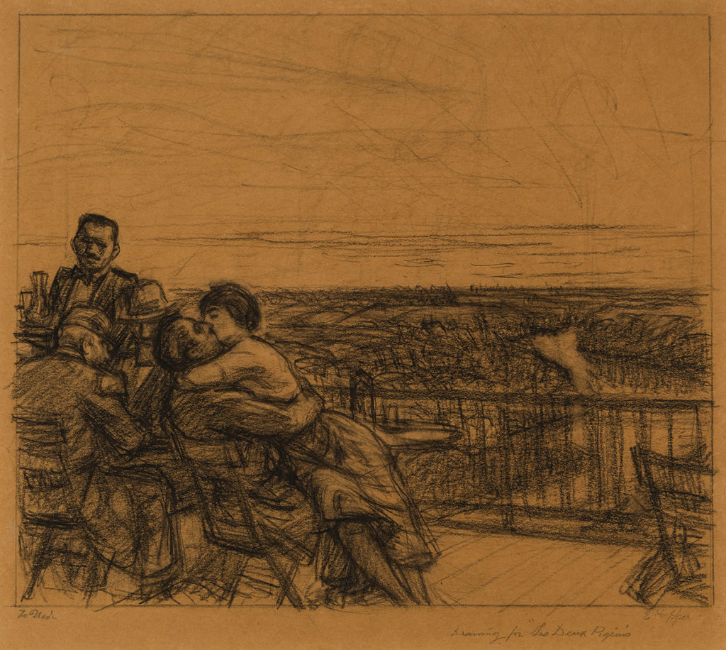 Drawing for Etching ‘Les Deux Pigeons’