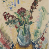 Flowers: In White Pitcher on Orange Table
