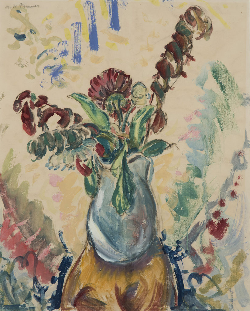 Flowers: In White Pitcher on Orange Table