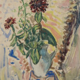 Flowers in White Pitcher
