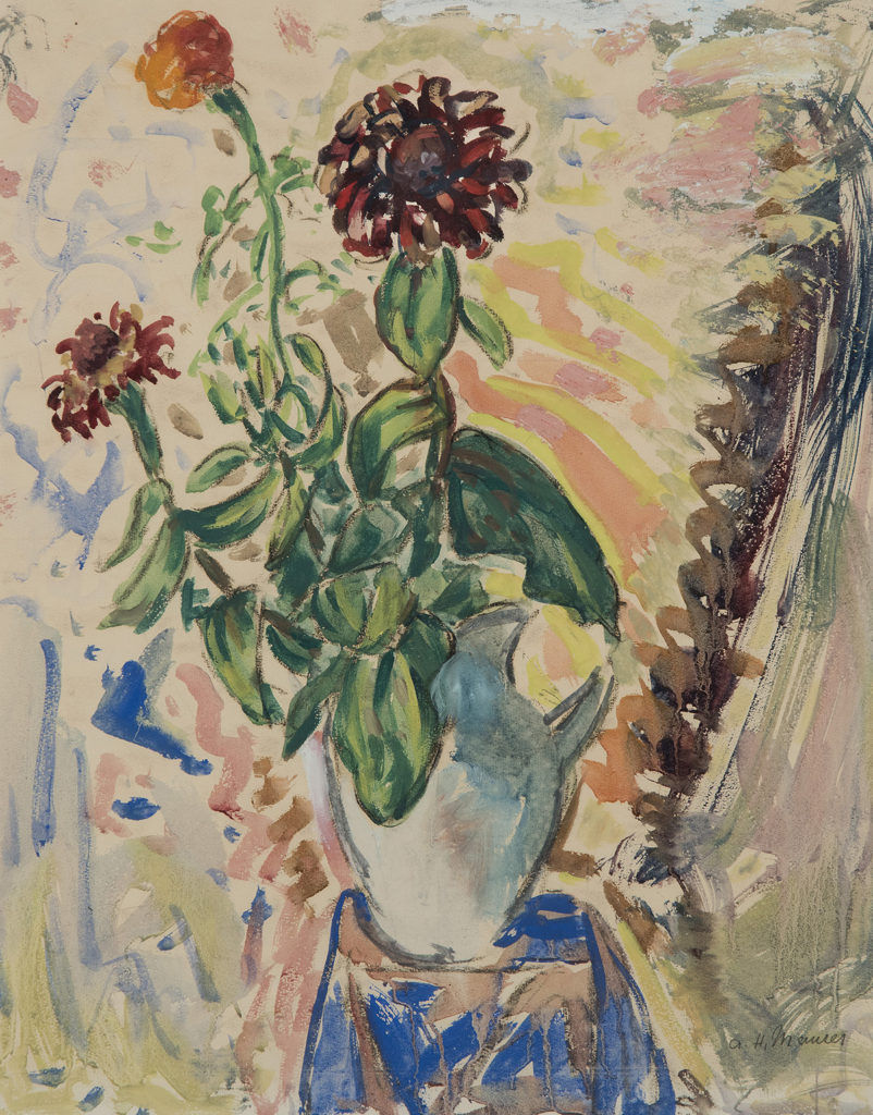 Flowers in White Pitcher