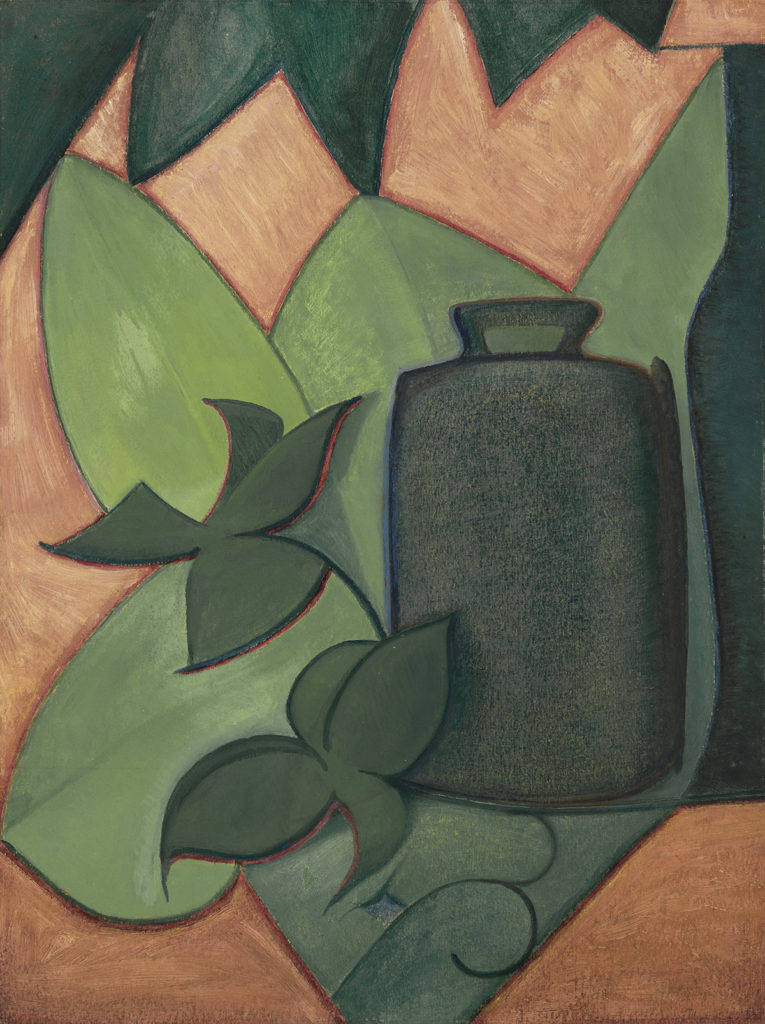 Pot and Green Leaves